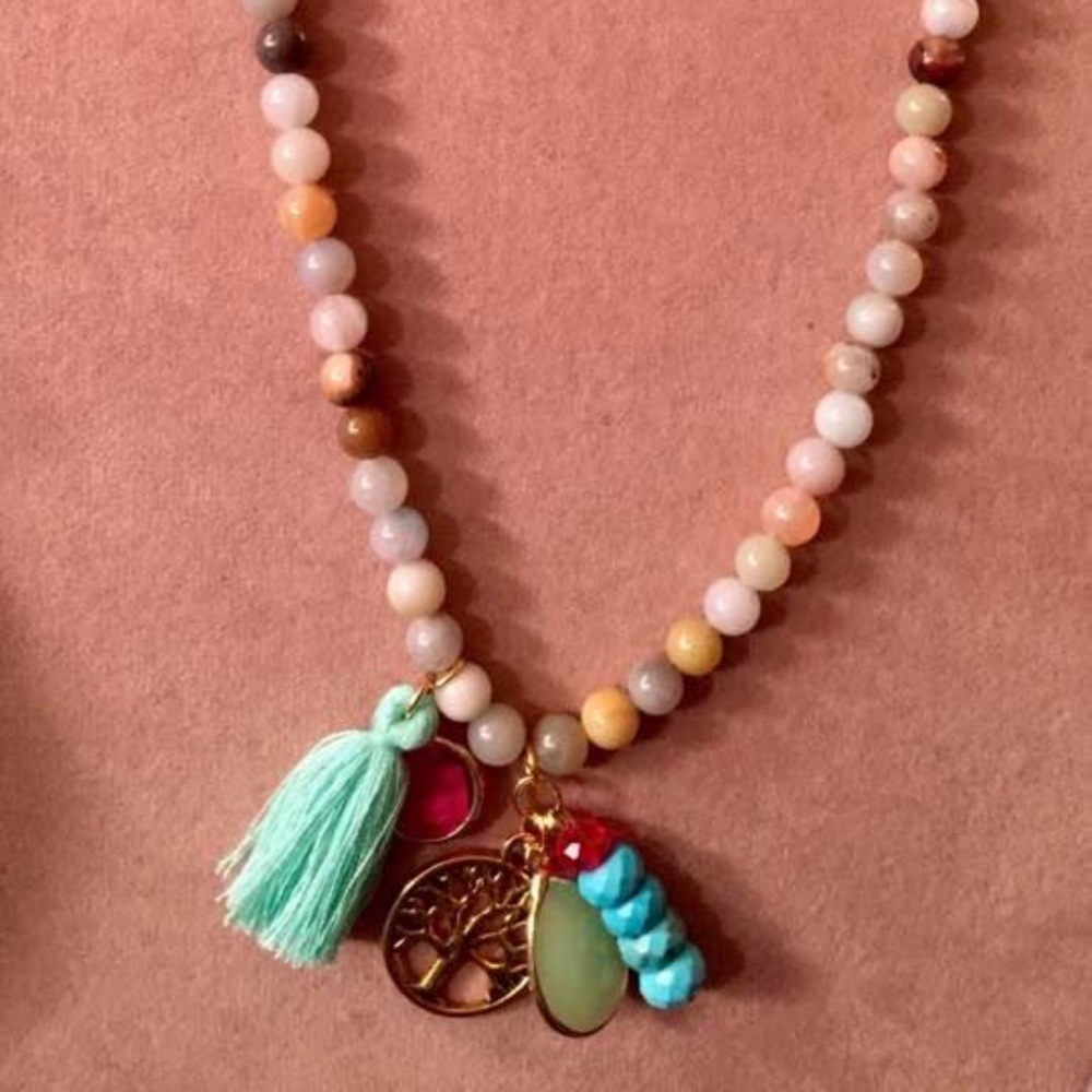 Long natural bead necklace